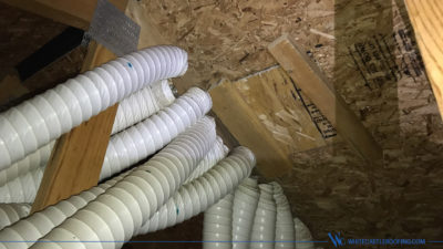 Lots of dryer venting in the attic