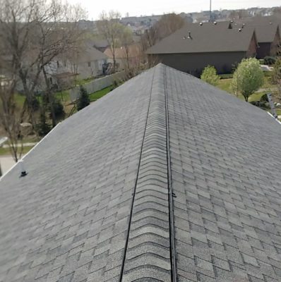 Ridge vent along roof