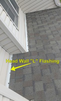 Head wall flashing on roof