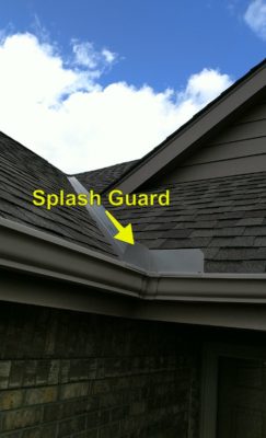 Splash guard on a roof's gutters